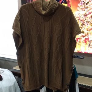 Camel Cable Knit Poncho